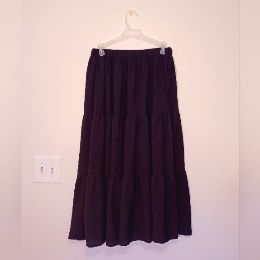 Dazy Long Black Ruffle Hem Skirt